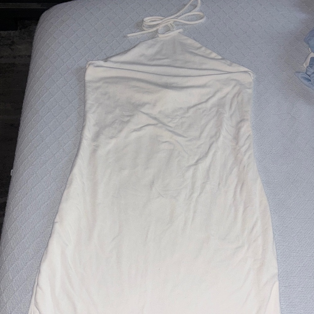 White Halter Neck Dress